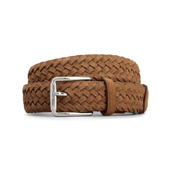 Tod's Men Woven Suede Belt With Branded Metal Buckle